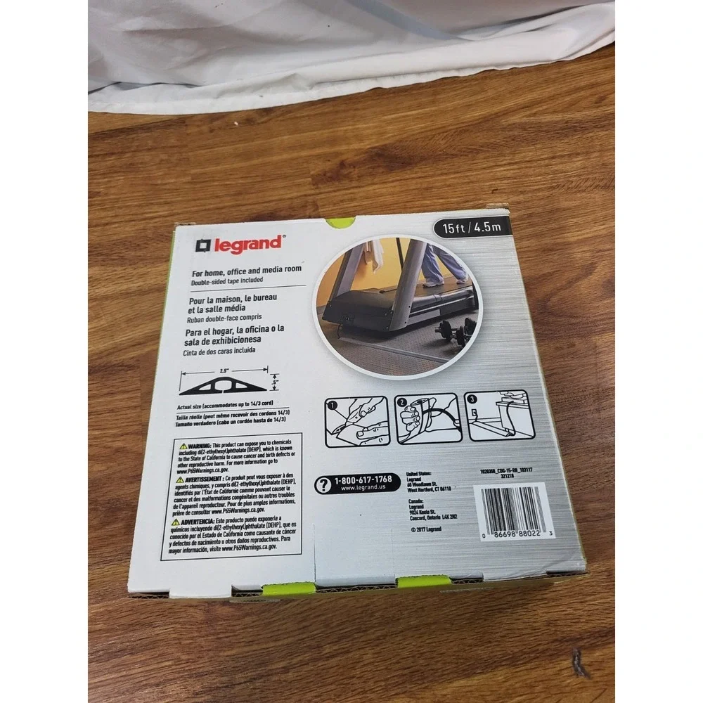 LEGRAND CDB-15 CORDUCT CORD PROTECTOR 15' ft / 4.5 m GRAY WIREMOLD